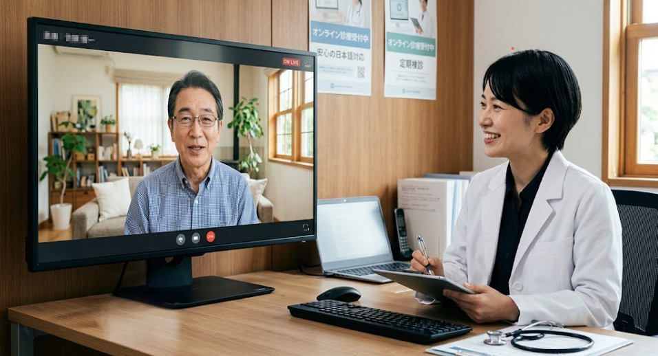 医師とオンラインで相談する様子